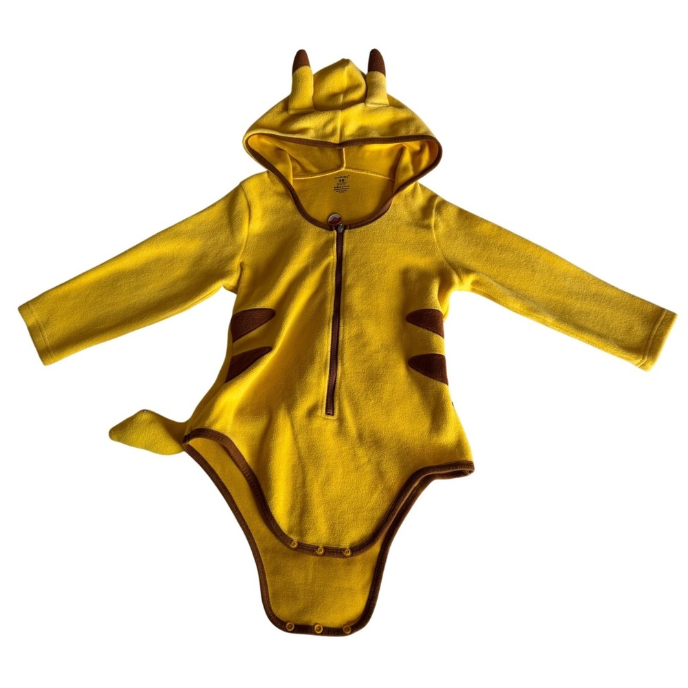 LittleForBig Yellow Fleece Pikachu Cosplay Bodysuit Hooded Onesie XS